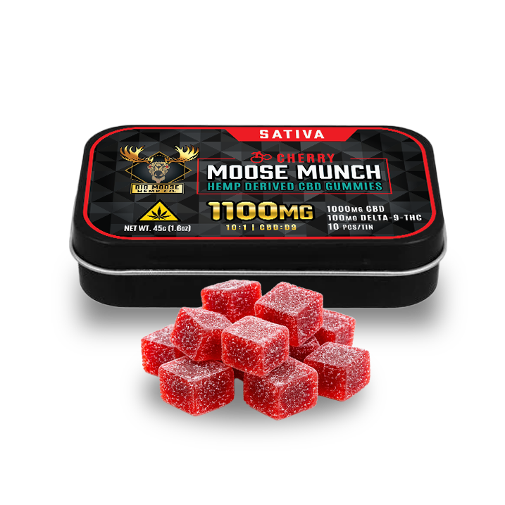 Moose Munch - 1100mg: 100mg D9 + 1000mg CBD - Sativa Strawberry